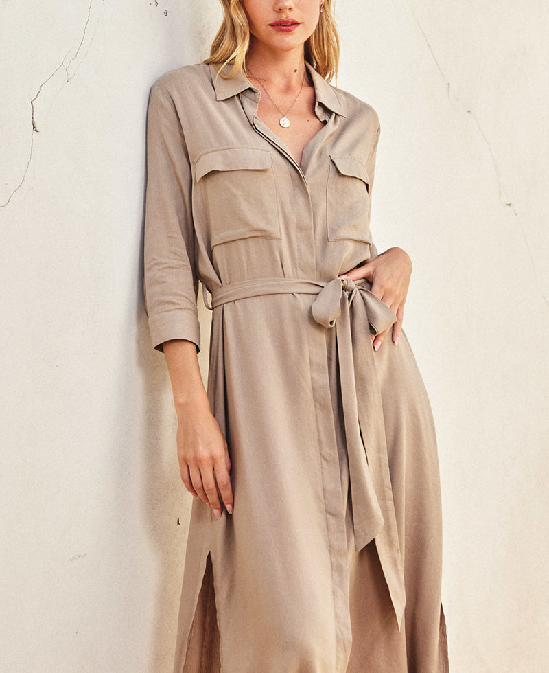 Dress Forum Breezy Belted Maxi Shirt Dress