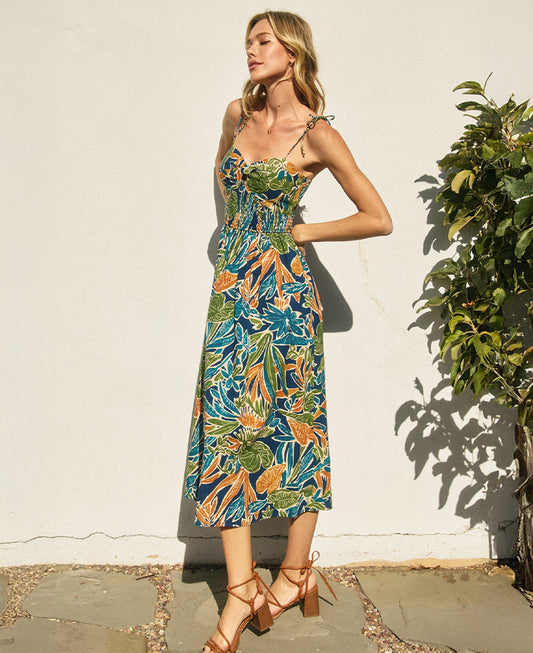 Dress Forum Havana Twist Knot Tie Shoulder Midi Dress