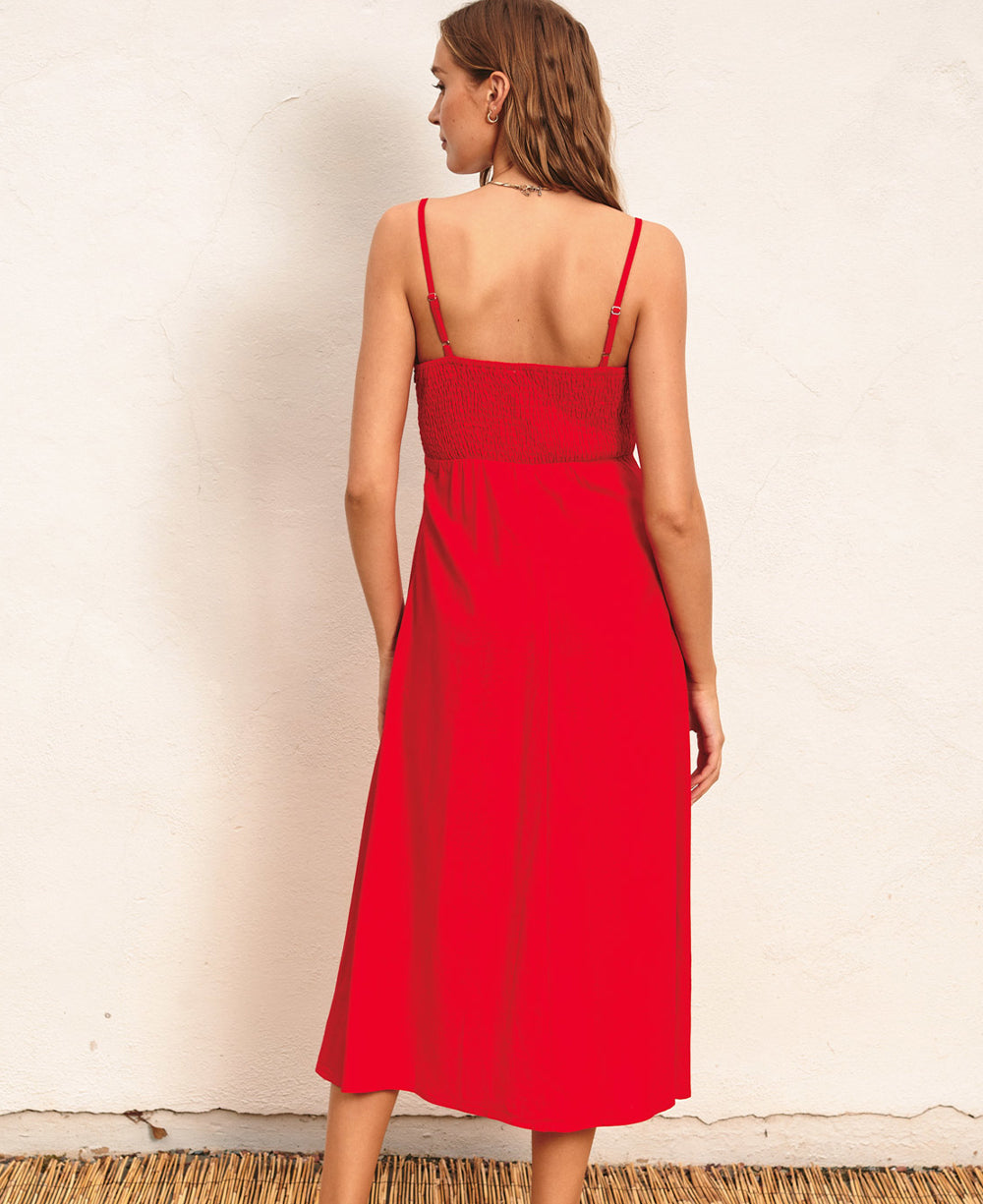 Dress Forum Heaven Sent Button Front Midi Dress - Rouge