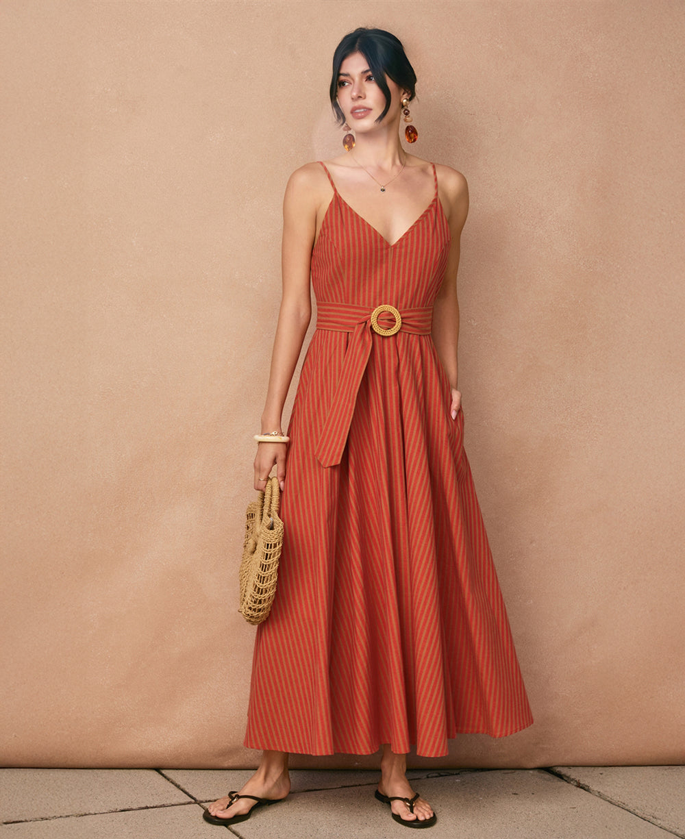 Dress Forum Striped Linen Fit & Flare Dress