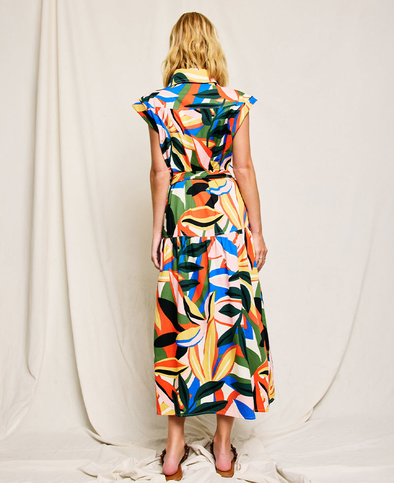Dress Forum Tropical Kaleidoscope Sash Belt Shirt Dress