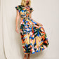 Dress Forum Tropical Kaleidoscope Sash Belt Shirt Dress