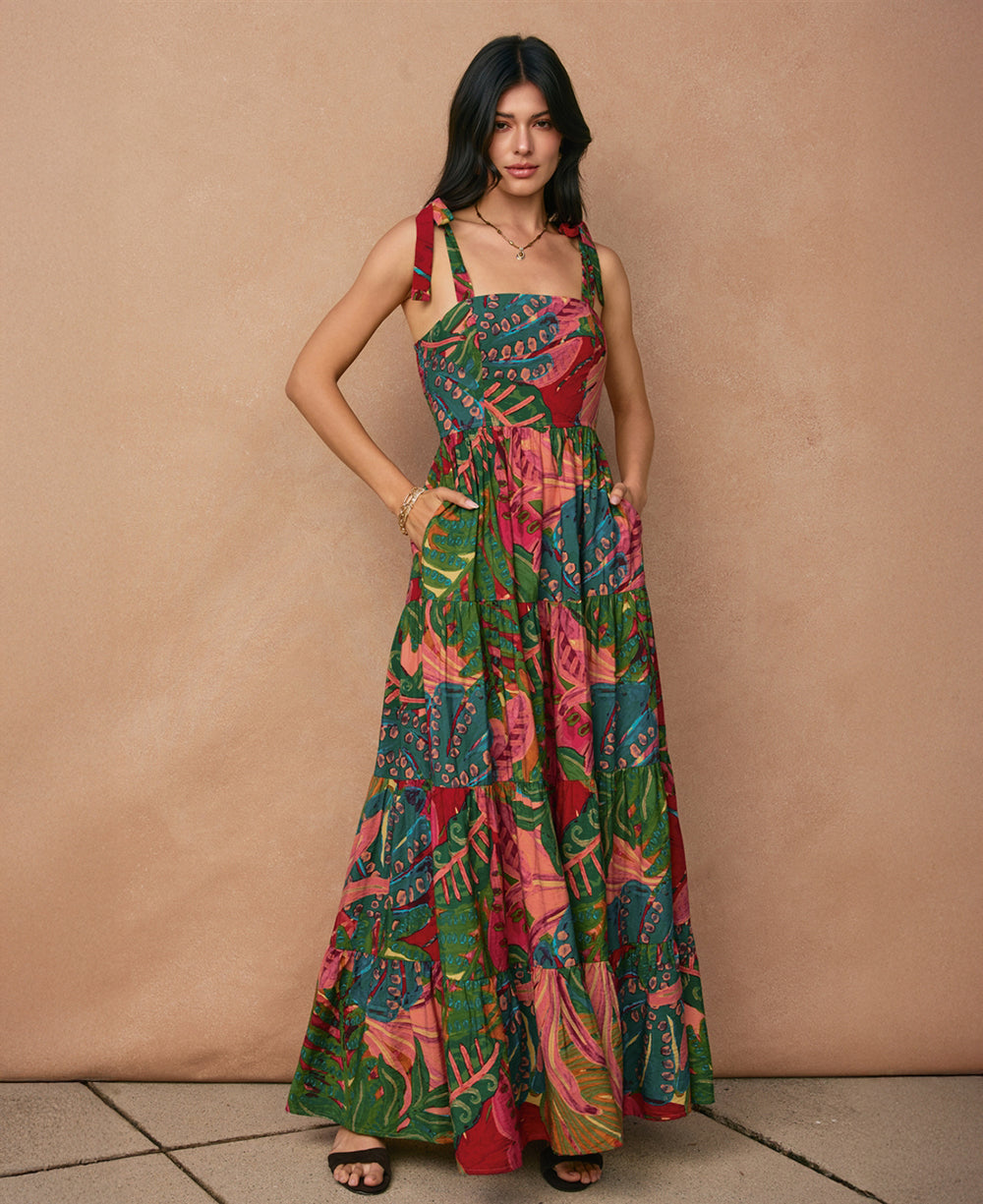 Dress Forum Drawing Dream Shoulder Tie Maxi Dress