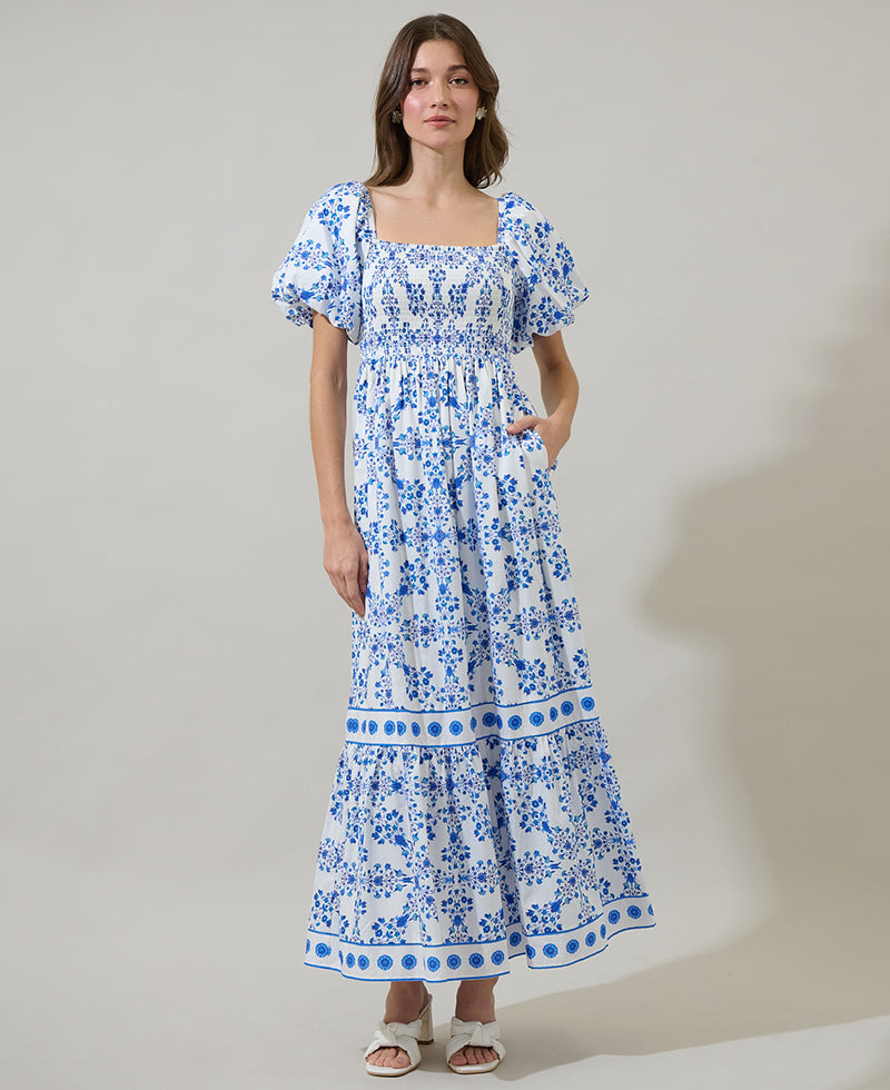 Sugarlips Veral Floral Berky Smocked Maxi Dress