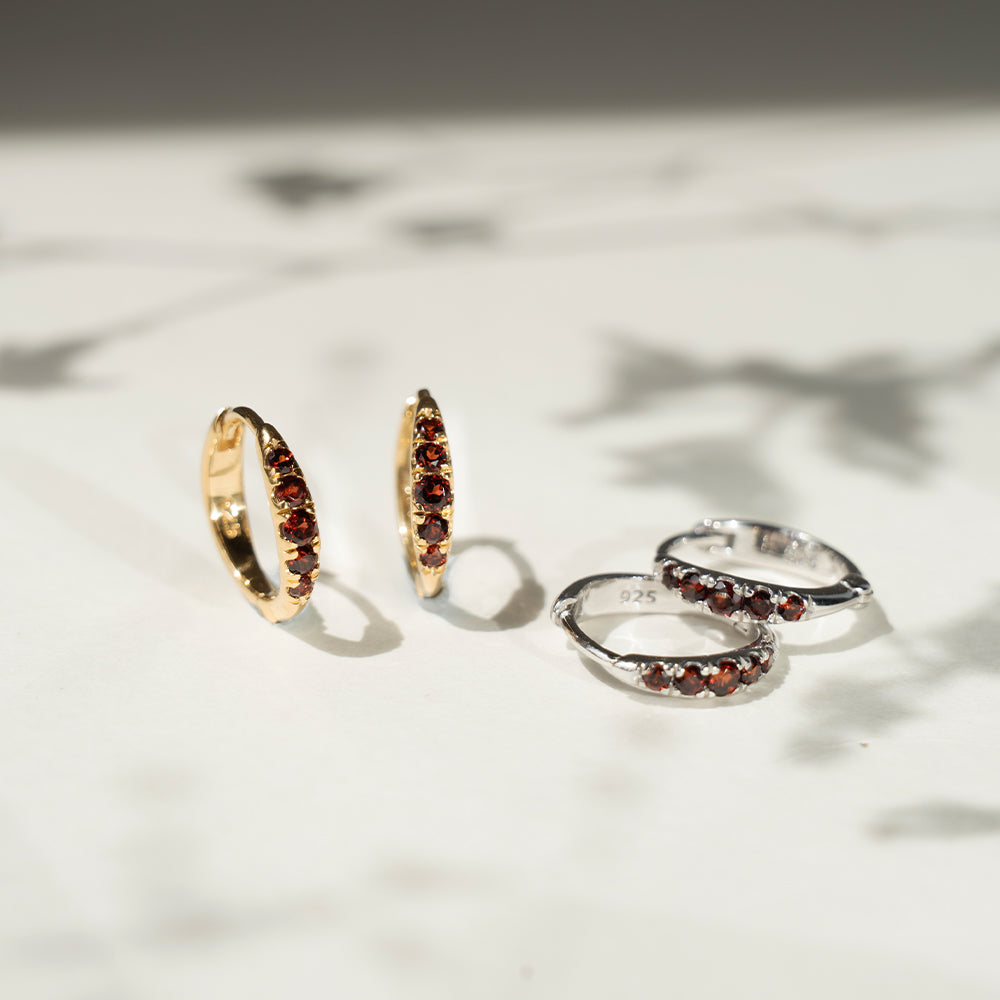 Eclipse Hoops with Garnet