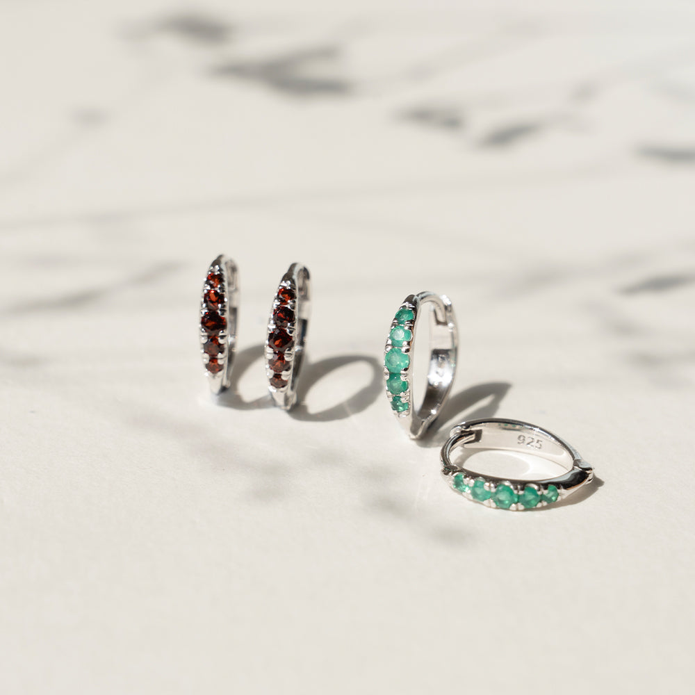 Eclipse Hoops with Green Onyx