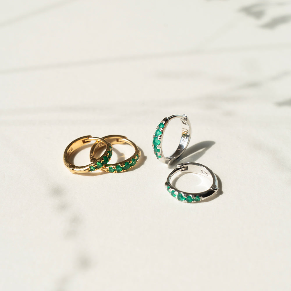 Eclipse Hoops with Green Onyx