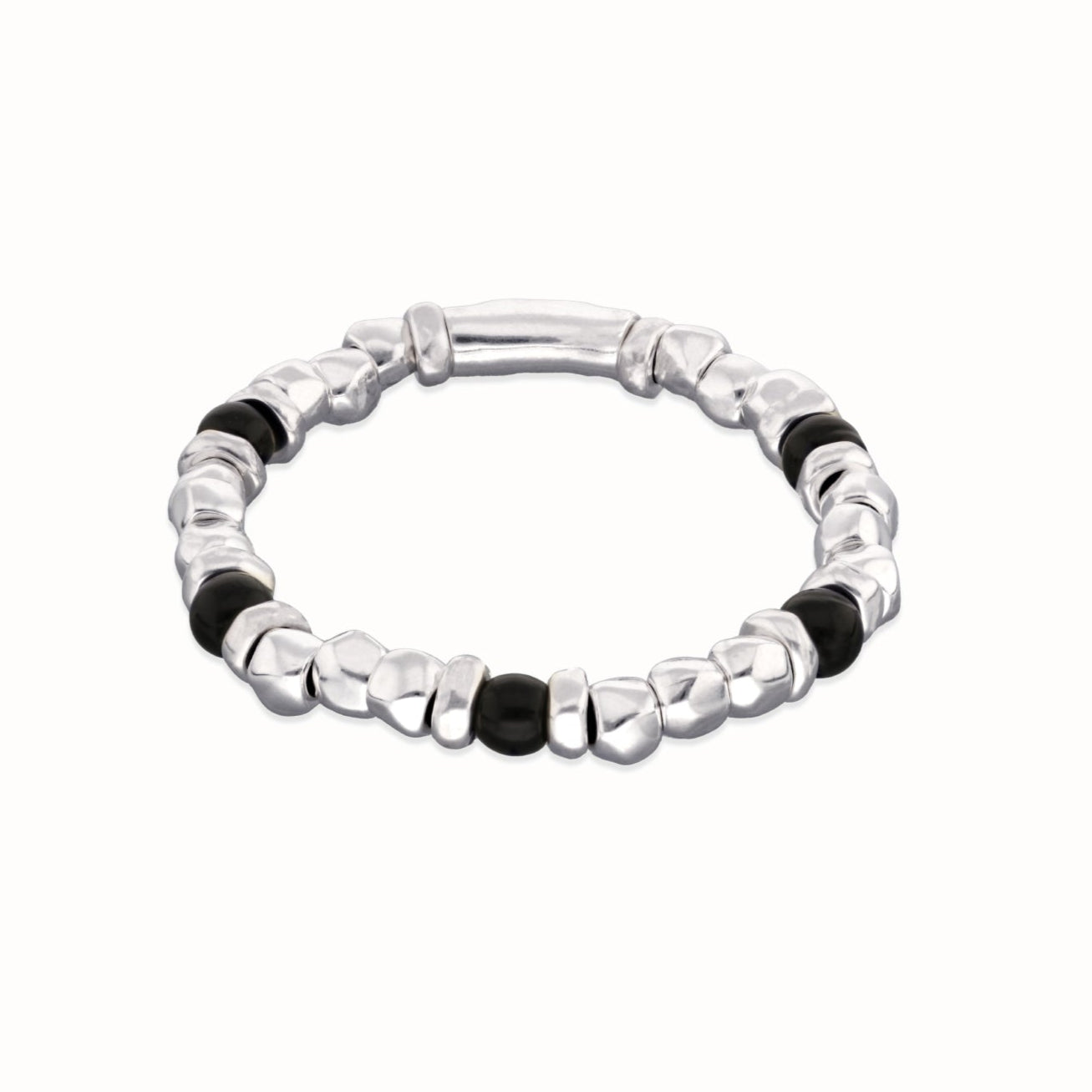UNOde50 Beaded Bracelet with Black Murano Glass