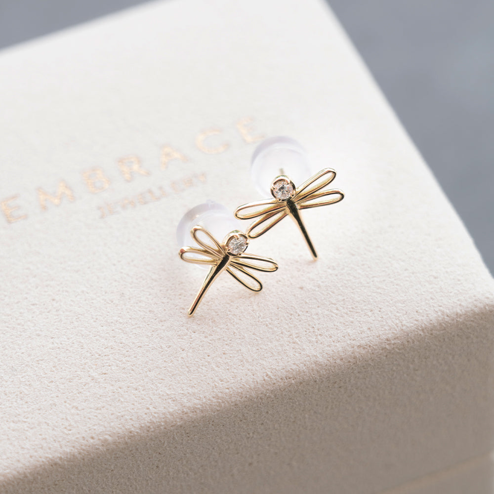 Diamond Dragonfly Studs