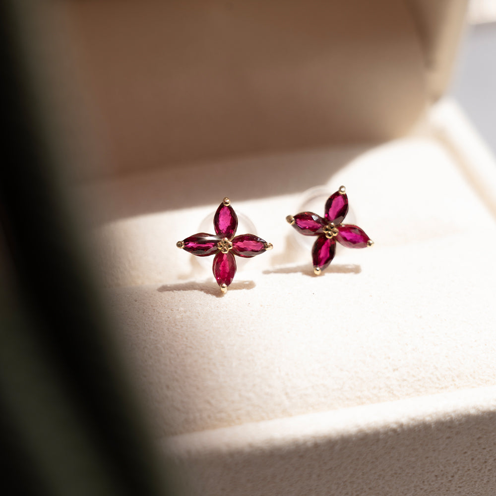 Ruby Floral Studs