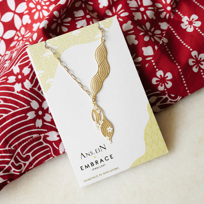 Floral Wave Asymmetrical Gold Necklace