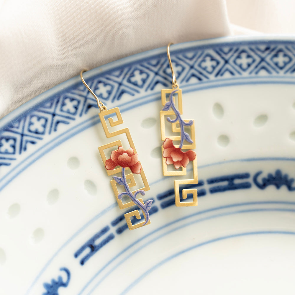 Porcelain Peony Earrings