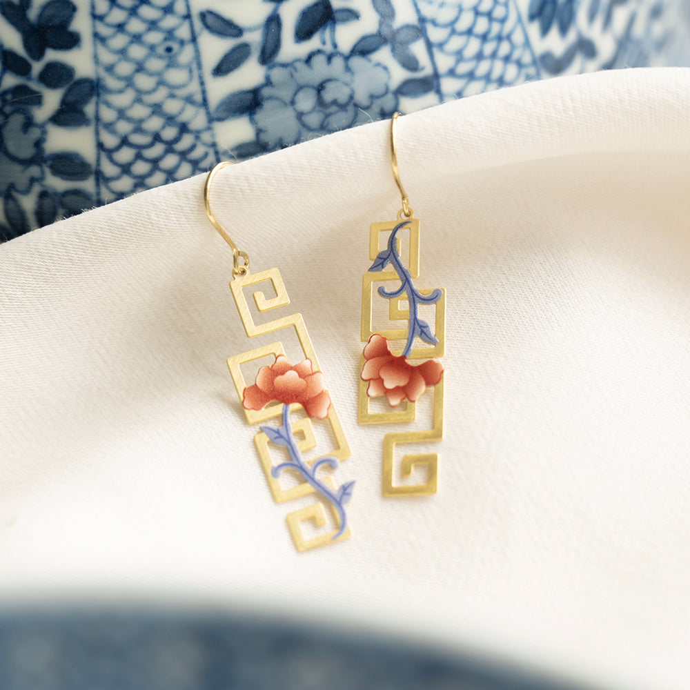 Porcelain Peony Earrings