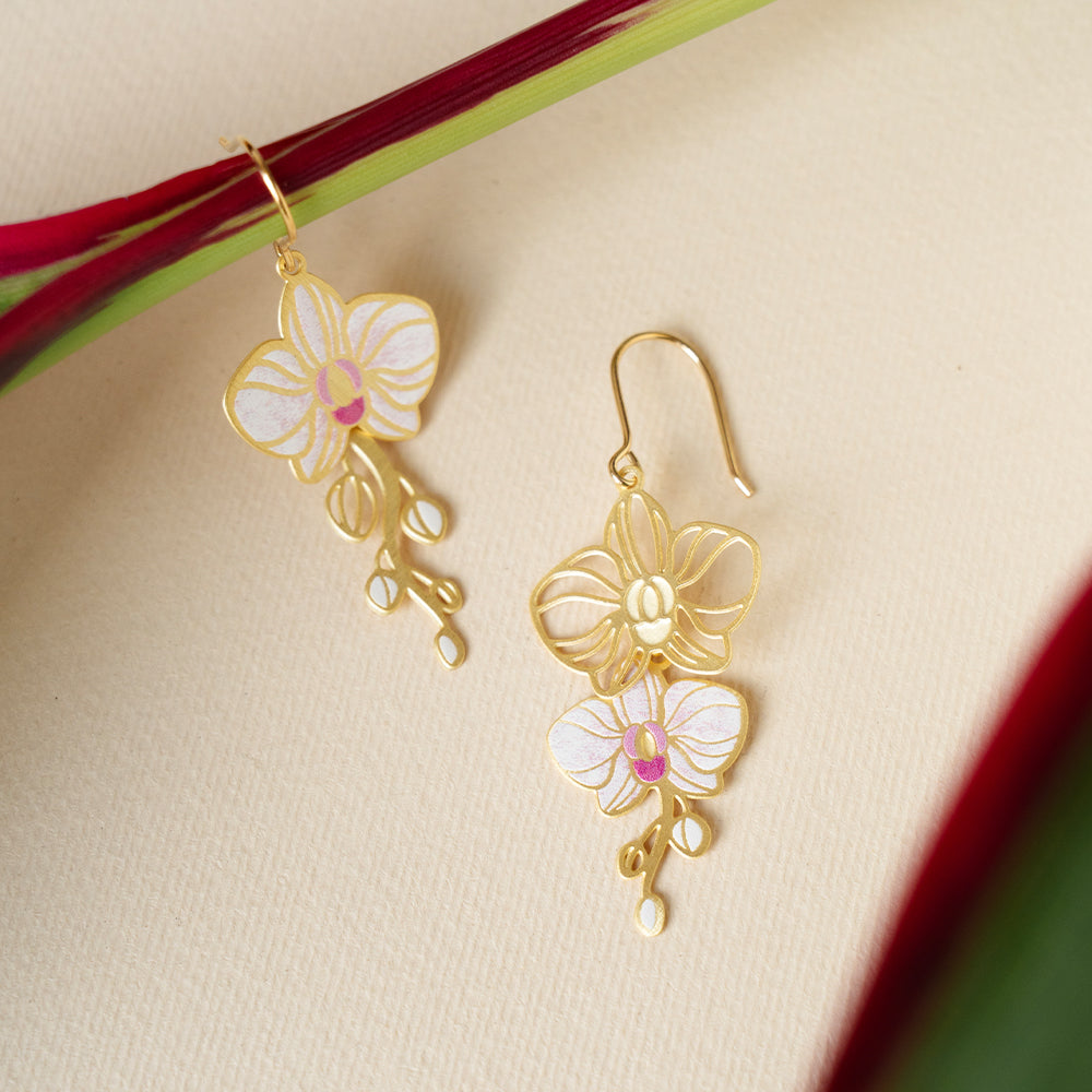 White Orchid Earrings