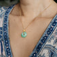 Flower Diamond with Jade Donut Pendant