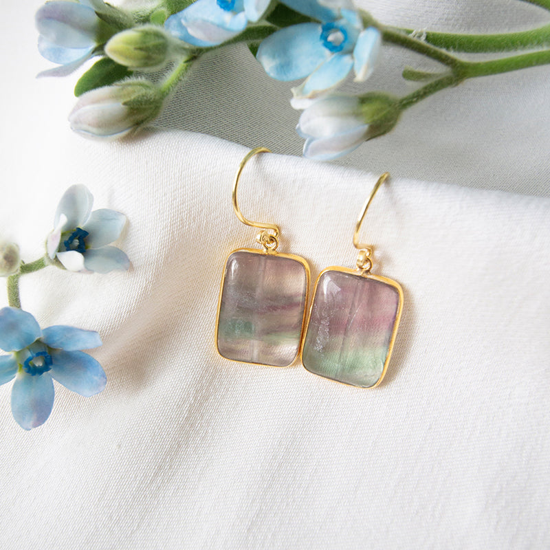 Fluorite Rectangle Earrings