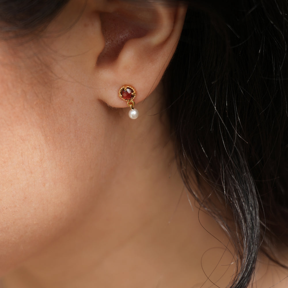 Pearl Whisper Drops with Garnet