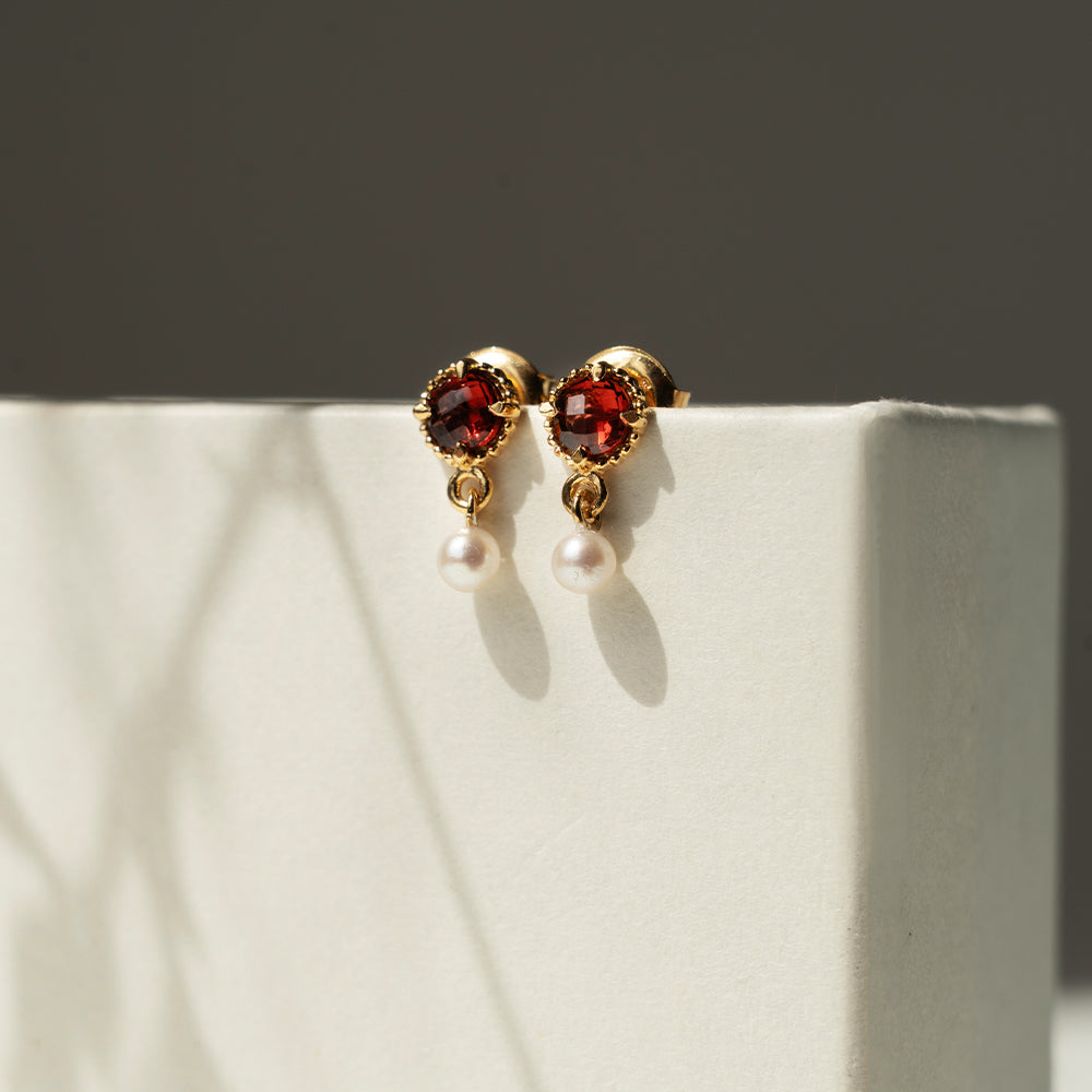 Pearl Whisper Drops with Garnet