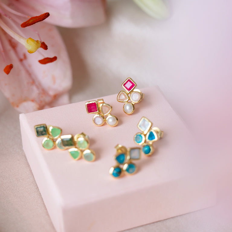 Gemstone Cluster Studs