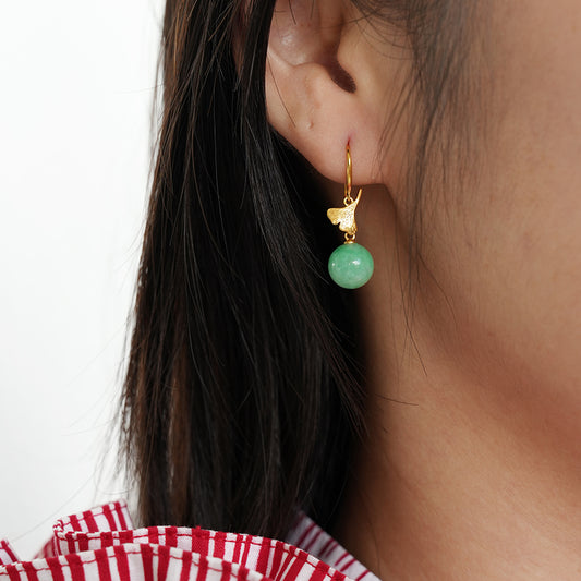 Ginkgo Leaf Hook Earrings