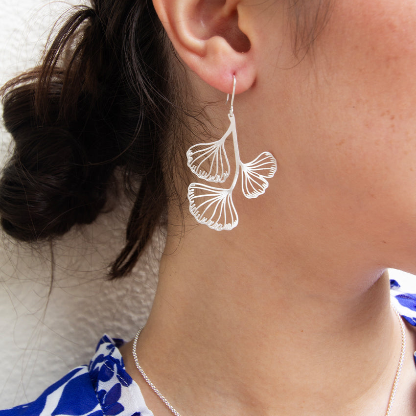 Ginkgo biloba leaf earrings in golden color, with sterling silver hook  earrings. : Amazon.co.uk: Handmade Products