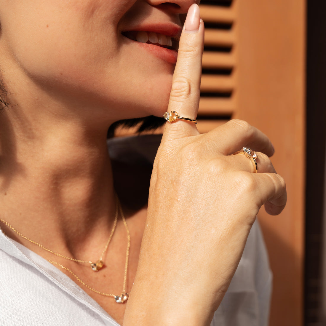 Merge Ring with Citrine & Green Amethyst