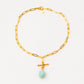 gold link chain necklace with amazonite