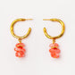 gold plated hoop earrings with stacked coral