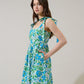 Sugarlips Bivore Floral Green Pleated Dress