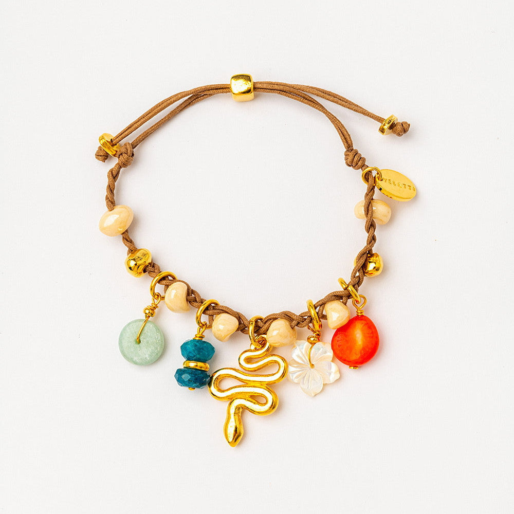 Velatti Hand Braided Cotton Bracelet with Snake Charm