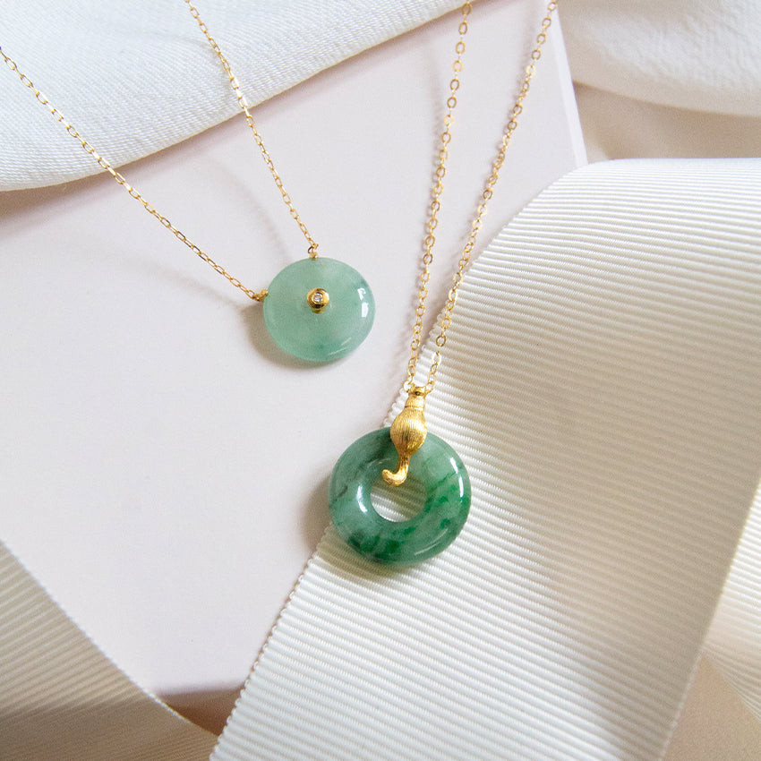 Gold necklace with deals jade pendant