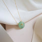 Single Diamond with Jade Donut Necklace