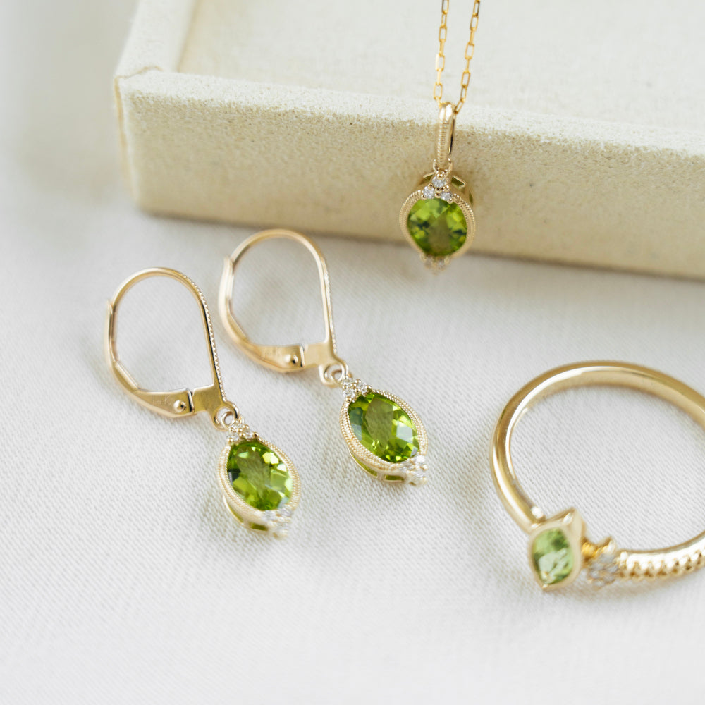 Peridot & Diamonds Marquise Earrings