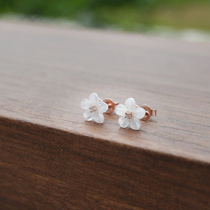 Small Mother of Pearl Flower Studs