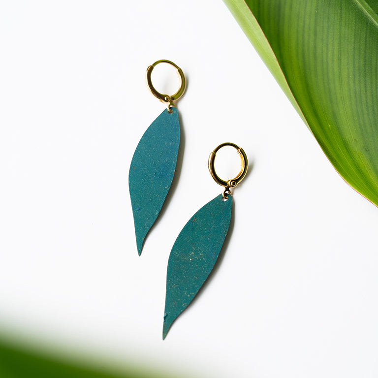 Patina Leaf Hoops