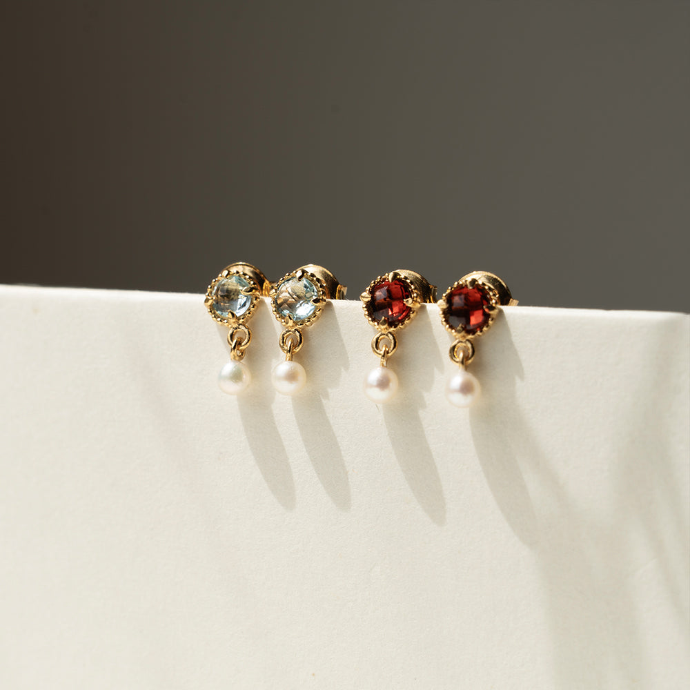 Pearl Whisper Drops with Garnet