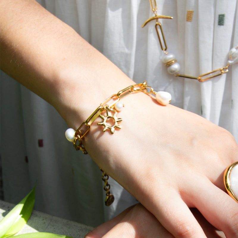 Velatti Link Bracelet with Pearls