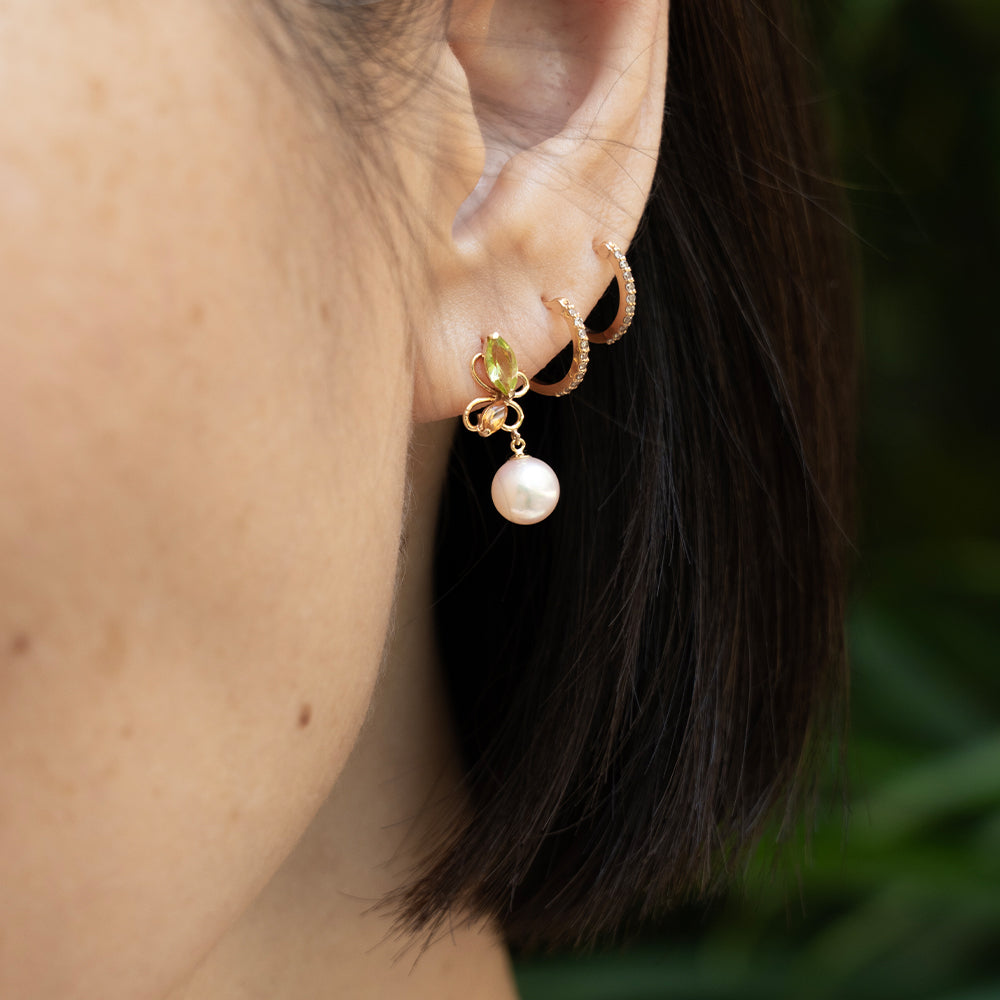 Peridot & Citrine Butterfly Akoya Pearls Studs