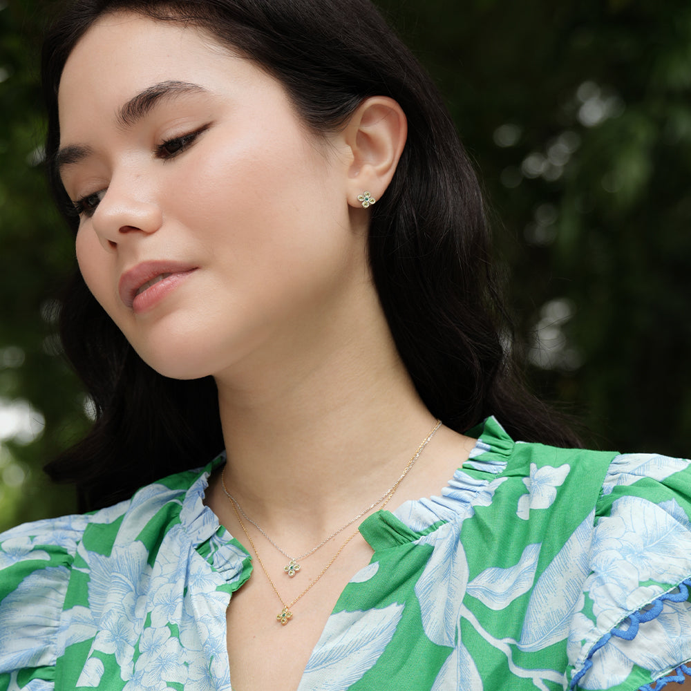 Gem Bloom Studs with Peridot