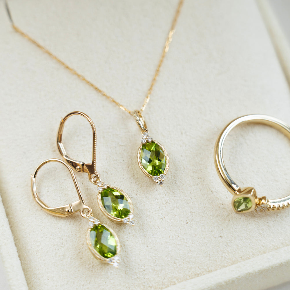 Peridot & Diamonds Marquise Pendant