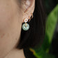 Pink Mother of Pearl Flower With Jade Donut 18K Gold Earrings