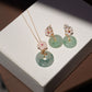 Pink Mother of Pearl Flower Ruby & Jade 18K Gold Necklace