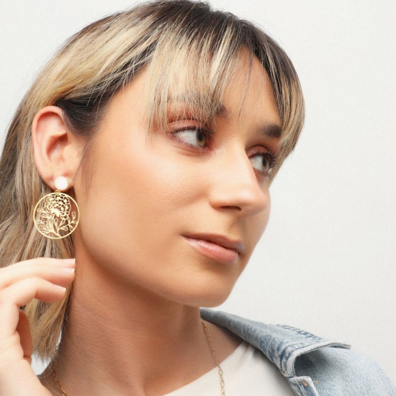 RAS Porcelana Flor All Gold Circle Earrings