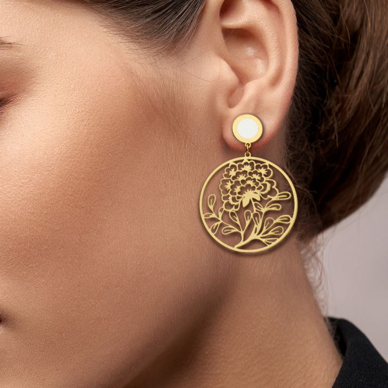 RAS Porcelana Flor All Gold Circle Earrings