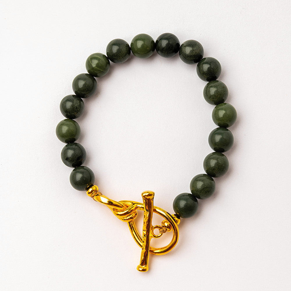 Velatti Green Agate Bracelet with Figure 8 Clasp