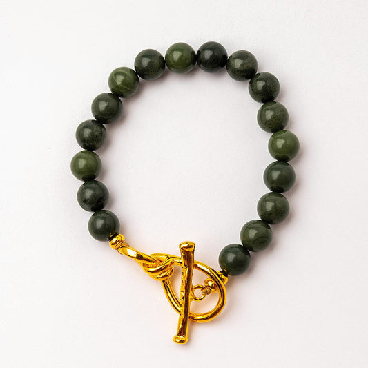 Velatti Green Agate Bracelet with Figure 8 Clasp