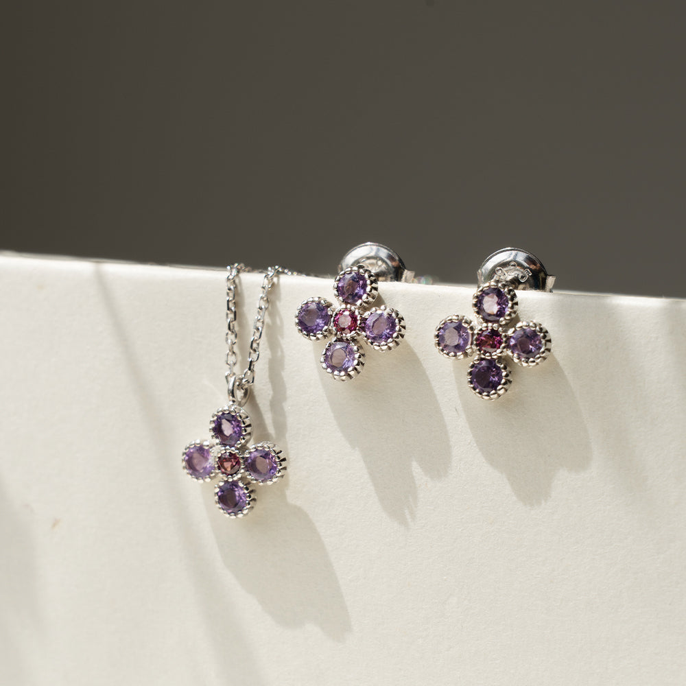 Gem Bloom Studs with Amethyst