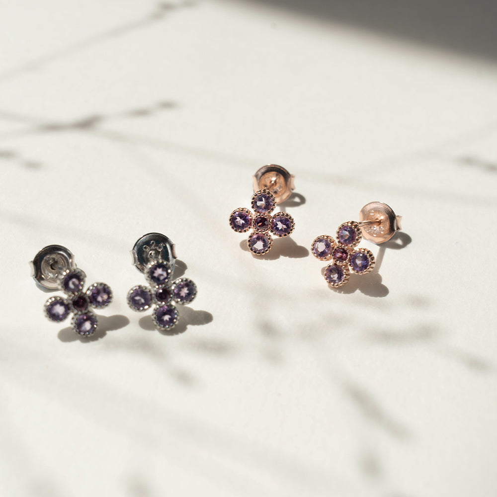 Gem Bloom Studs with Amethyst