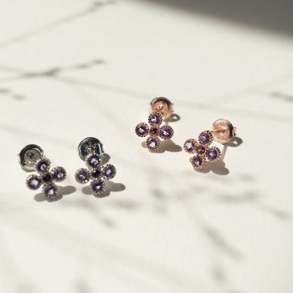 Gem Bloom Studs with Amethyst