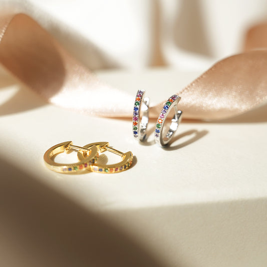 Rainbow Cubic Zirconia Huggies